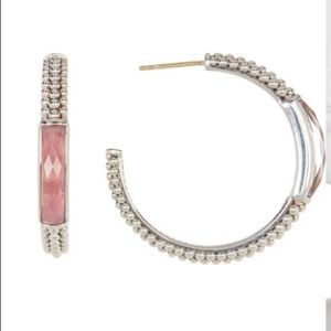 Lagos maya caviar hoop earrings in pink rhodochrosite